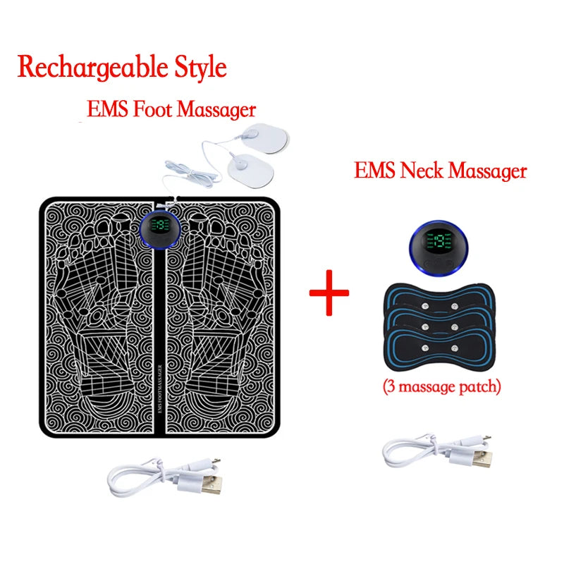 Electric EMS Foot Massager with Gel Pad Portable EMS Muscle Stimulation Massage Mat Improve Blood Circulation Relief Pain Relax