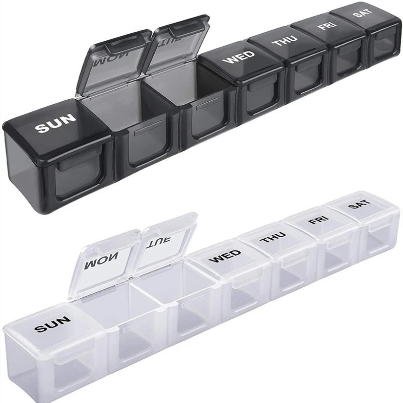 7 Grids One Week Pill Storage Box Portable Plastic Pill Case Holder Travel Organizer Pill Box Splitters Organizer Pill Dispenser