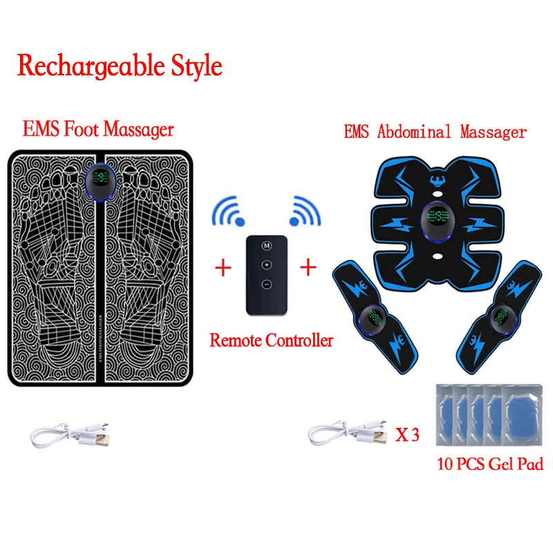 Electric EMS Foot Massager with Gel Pad Portable EMS Muscle Stimulation Massage Mat Improve Blood Circulation Relief Pain Relax