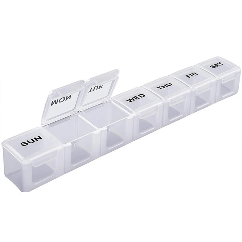 7 Grids One Week Pill Storage Box Portable Plastic Pill Case Holder Travel Organizer Pill Box Splitters Organizer Pill Dispenser