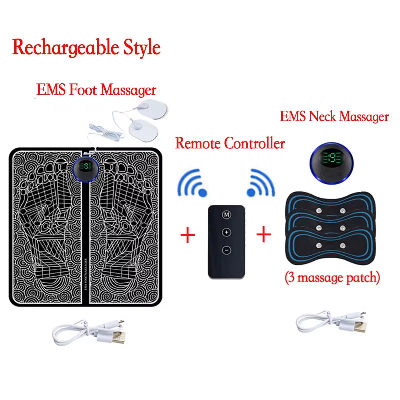 Electric EMS Foot Massager with Gel Pad Portable EMS Muscle Stimulation Massage Mat Improve Blood Circulation Relief Pain Relax