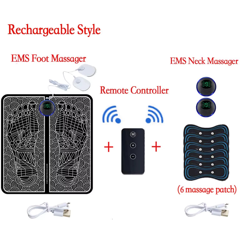 Electric EMS Foot Massager with Gel Pad Portable EMS Muscle Stimulation Massage Mat Improve Blood Circulation Relief Pain Relax