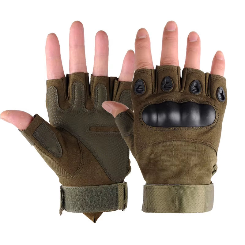 Tactical Hard Knuckle Half-Finger Gloves Men'S Combat Hunting Shooting Paintball Duty - Fingerless