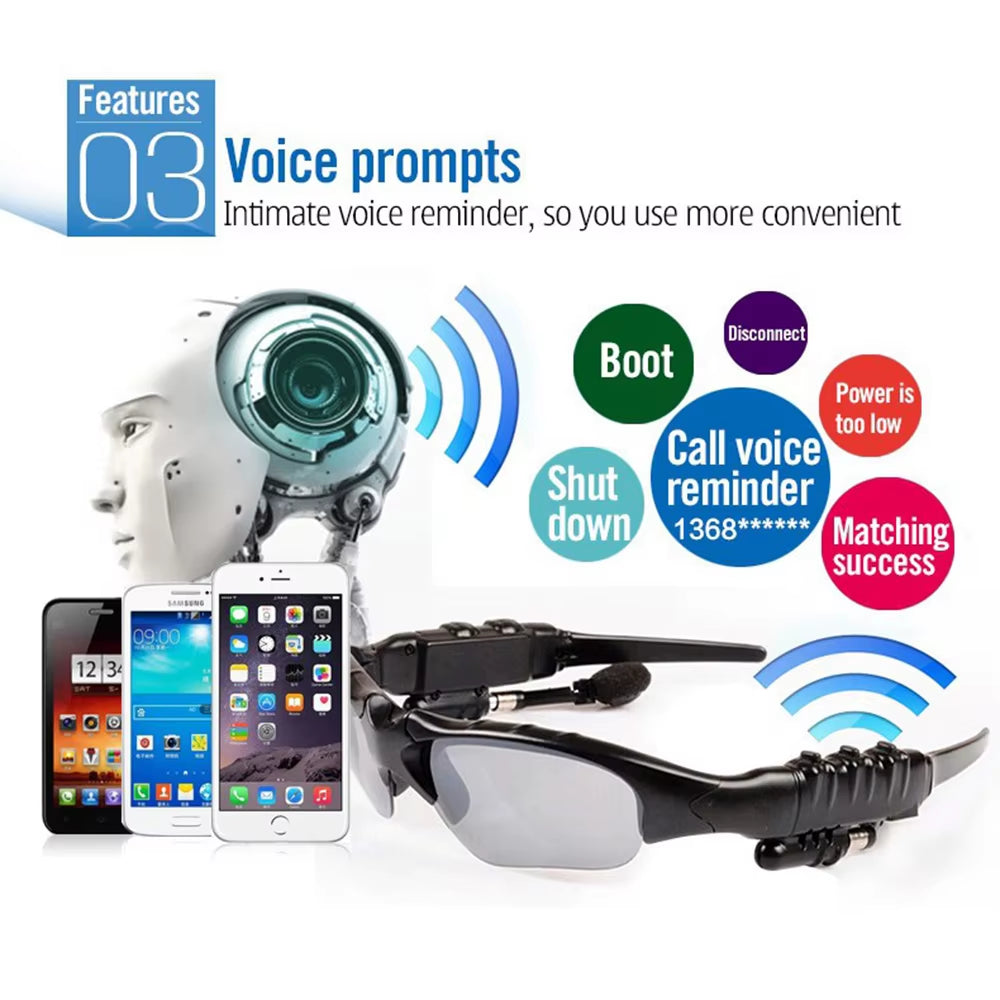 Bluetooth Wireless Polarized Sunglasses Uv-Protection Polarized Lenses Sunglasses Headphones for Meeting Travel Hiking Sports
