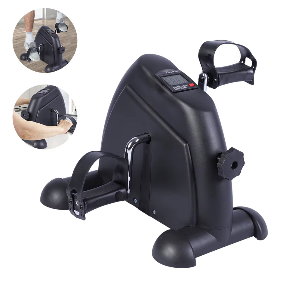 Mini Pedal Exercise Bike under Desk Bicycle Trainer Fitness Cycling Portable LCD Display Arm Leg Fitness Equipment Home Office