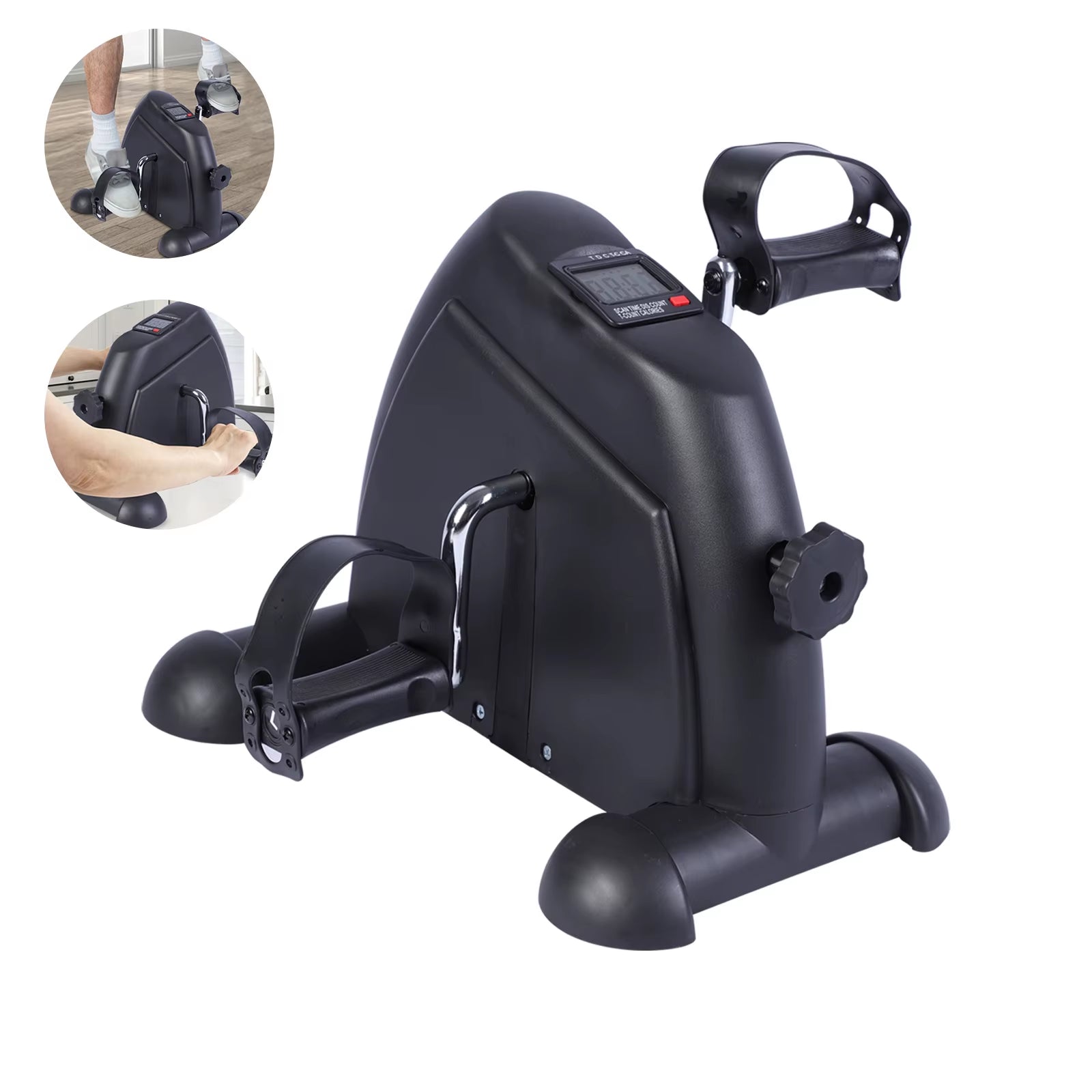 Mini Pedal Exercise Bike under Desk Bicycle Trainer Fitness Cycling Portable LCD Display Arm Leg Fitness Equipment Home Office