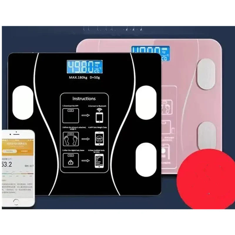 Body Fat Scale Smart Wireless Digital Bathroom Weight Scale Body Composition Analyzer with Smartphone App Bluetooth-Compatible