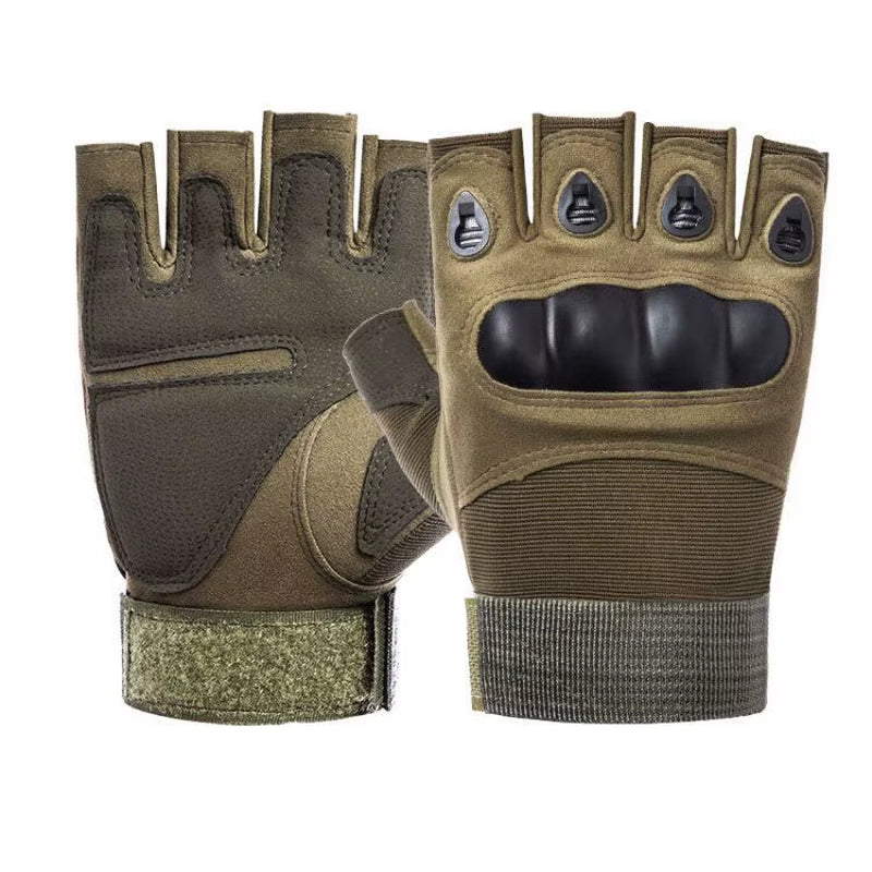 Tactical Hard Knuckle Half-Finger Gloves Men'S Combat Hunting Shooting Paintball Duty - Fingerless