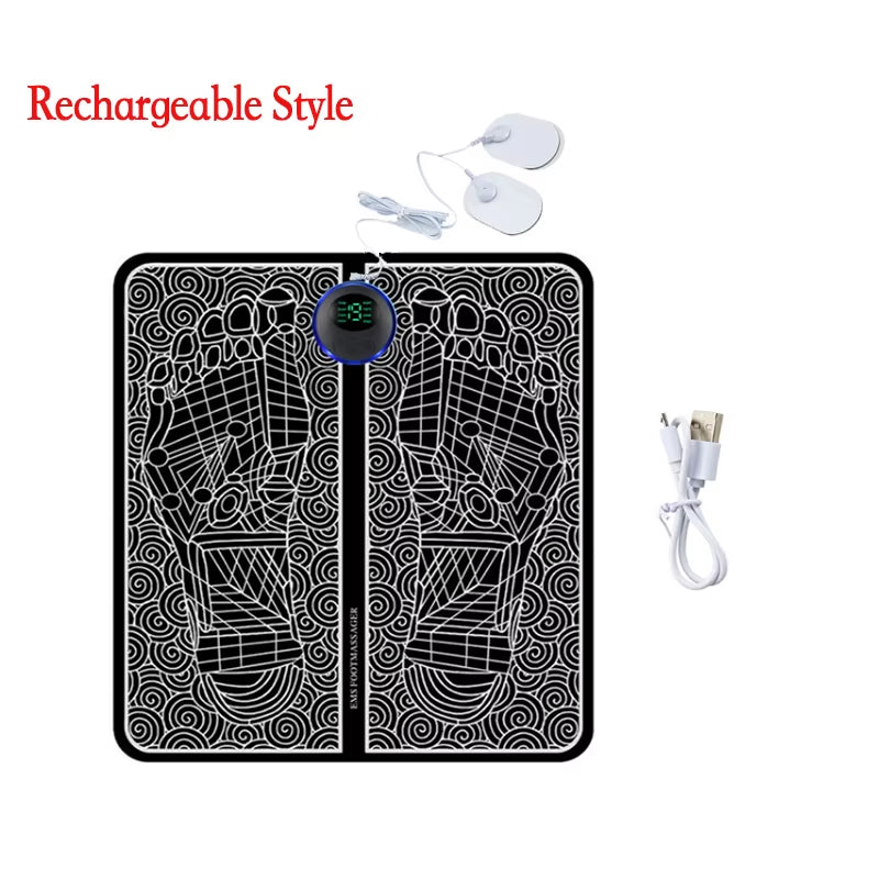 Electric EMS Foot Massager with Gel Pad Portable EMS Muscle Stimulation Massage Mat Improve Blood Circulation Relief Pain Relax