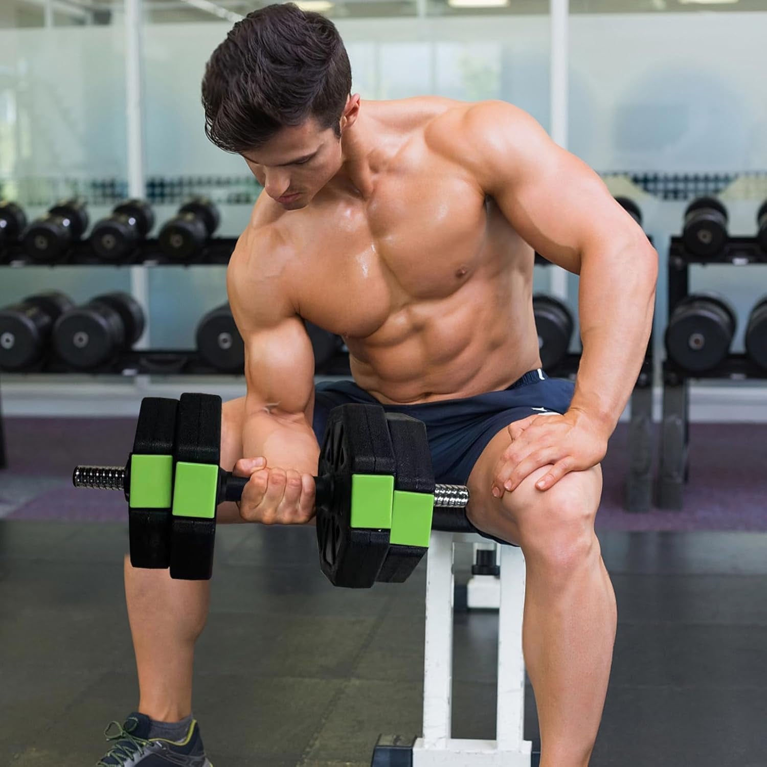 4-In-1 Adjustable Dumbbell Set, 30/44/66/88 Lbs Free Weights Set with Connector, Fitness Exercise Equipment Used as Kettlebells, Barbell, Push up Stand, Weights Set for Home Gym Suitable Women/Men