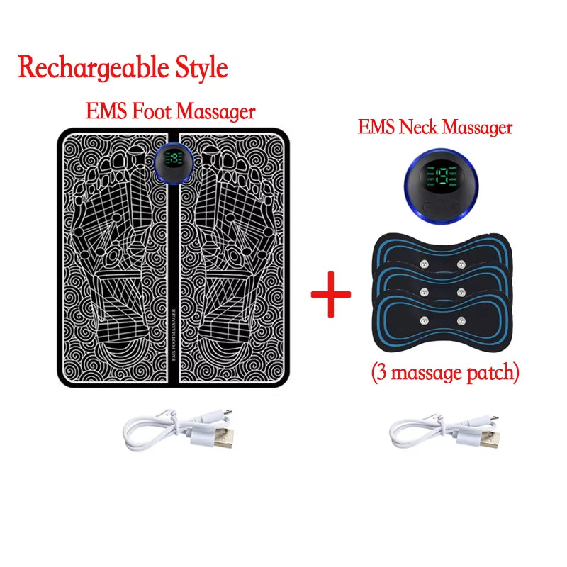 Electric EMS Foot Massager with Gel Pad Portable EMS Muscle Stimulation Massage Mat Improve Blood Circulation Relief Pain Relax