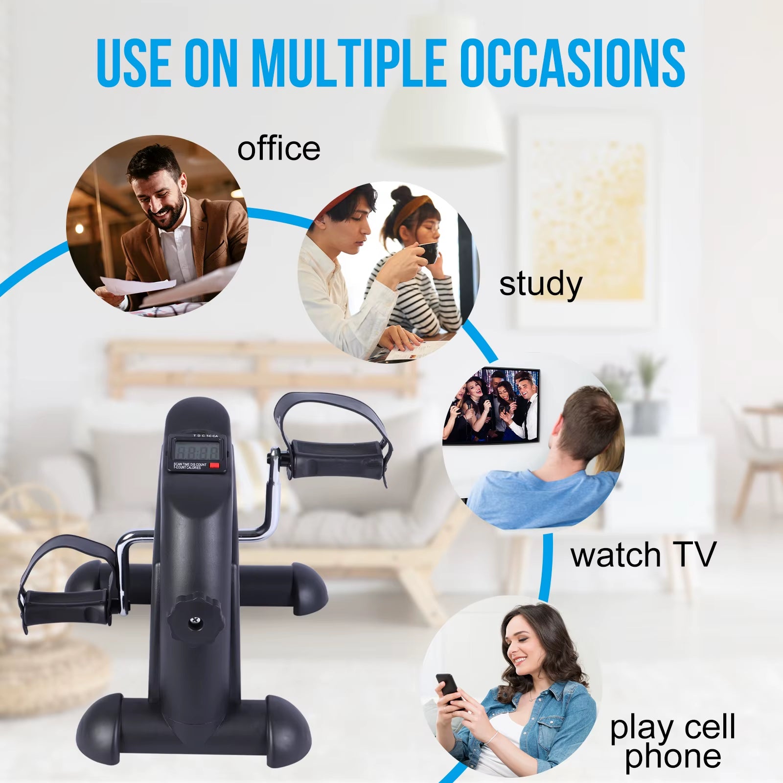 Mini Pedal Exercise Bike under Desk Bicycle Trainer Fitness Cycling Portable LCD Display Arm Leg Fitness Equipment Home Office
