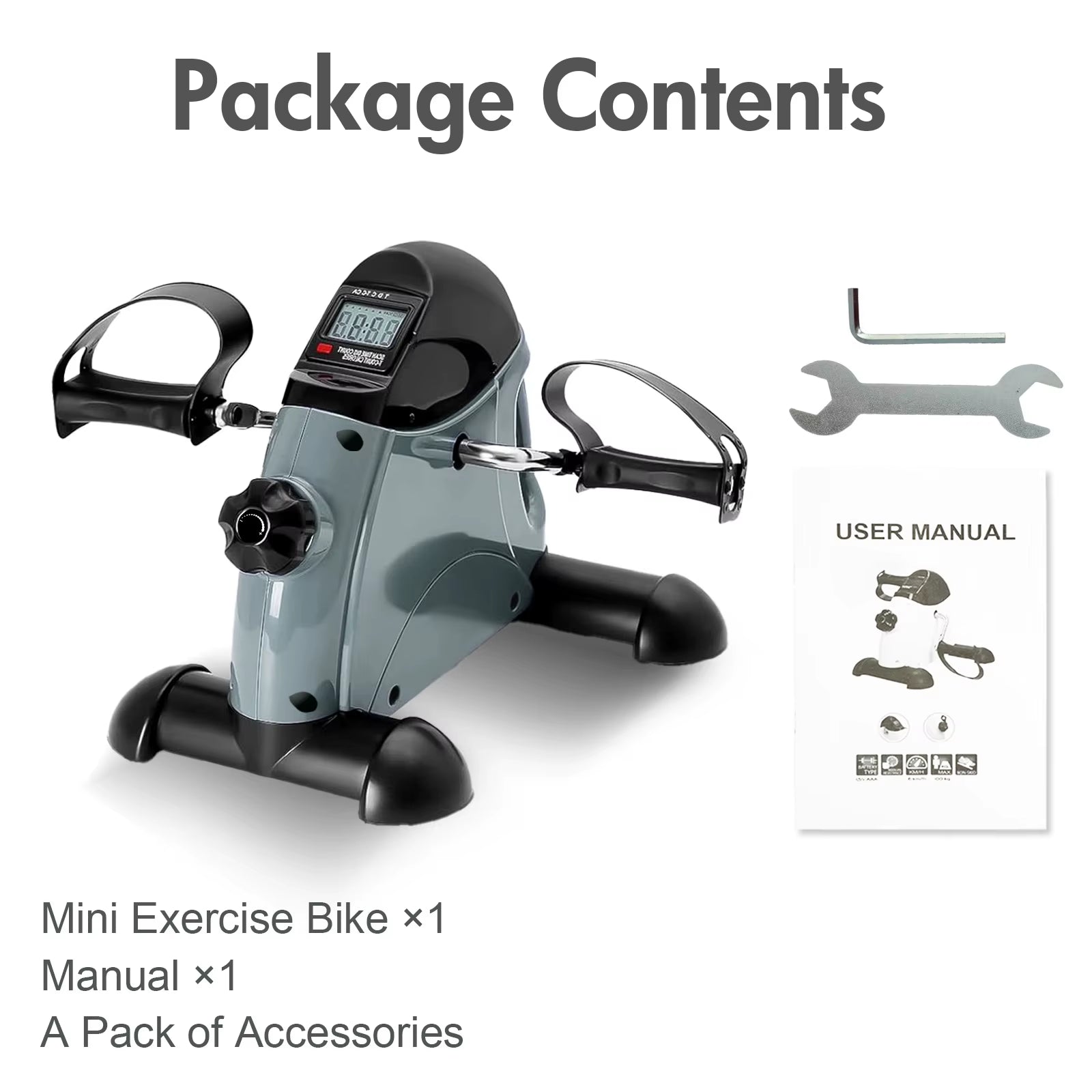 Mini Pedal Exercise Bike under Desk Bicycle Trainer Fitness Cycling Portable LCD Display Arm Leg Fitness Equipment Home Office