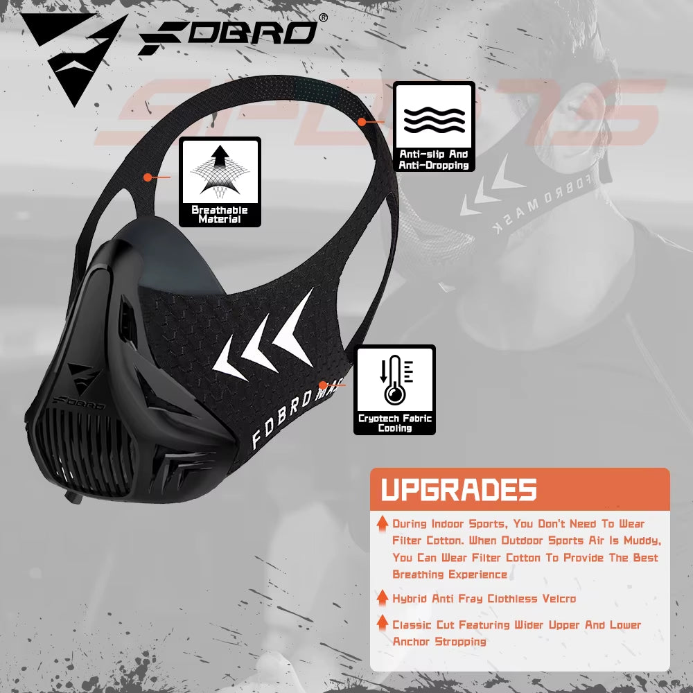 Sports Mask Elevation Running Fitness Pack Style Black High Altitude Training Fit Sports Cycling Mask Mask 2.0 Mask Cloth